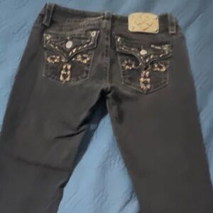 MissMe Black Jeans with Embellished Pockets